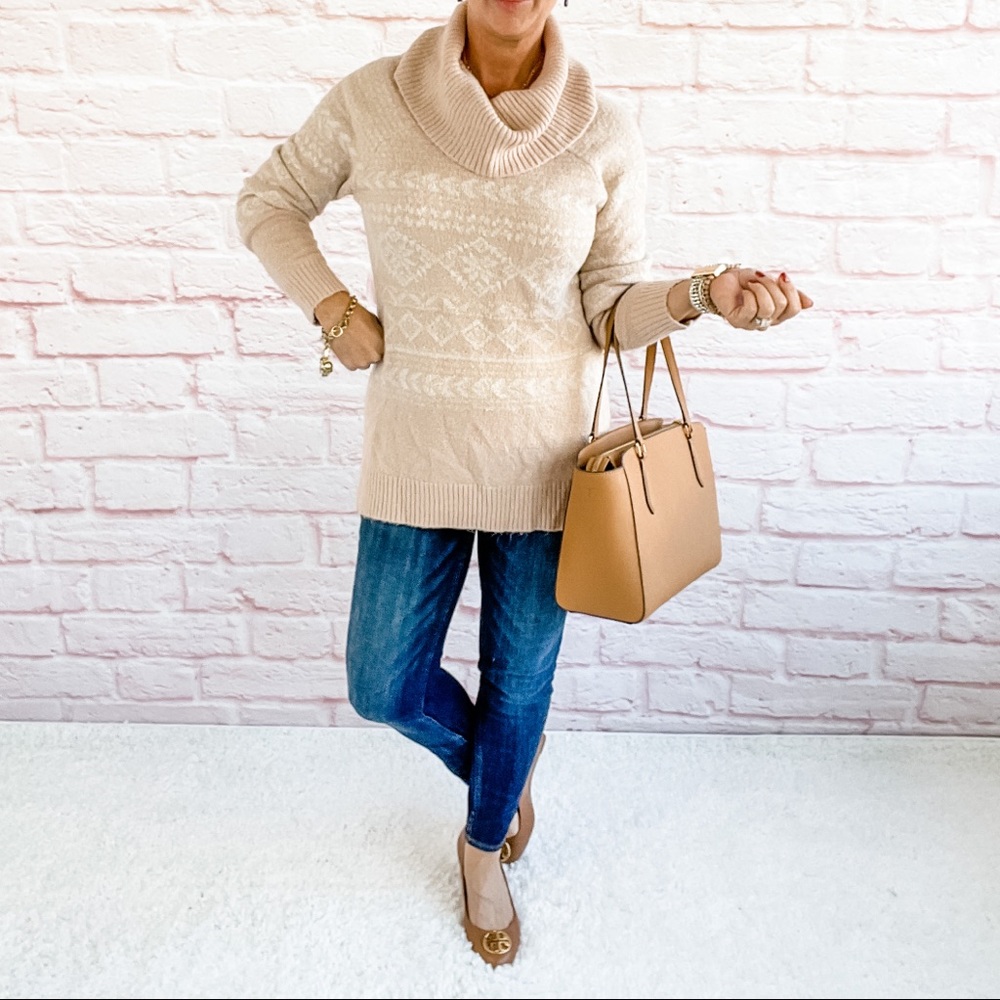 🍁 Calvin Klein Mauve Metallic Cowl Neck Sweater - Small